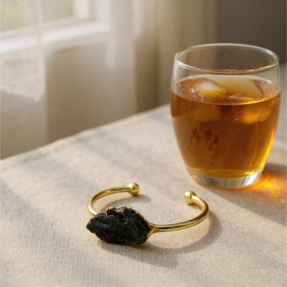 Black Tourmaline ✦ Wire Wrap Cuff ✦ 14Kt Gold Over Copper w/ Grounding Talisman - Picture 11 of 11